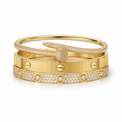 [Angela Jewelry]Love & Juste Statement Bracelet Trio Stack Set