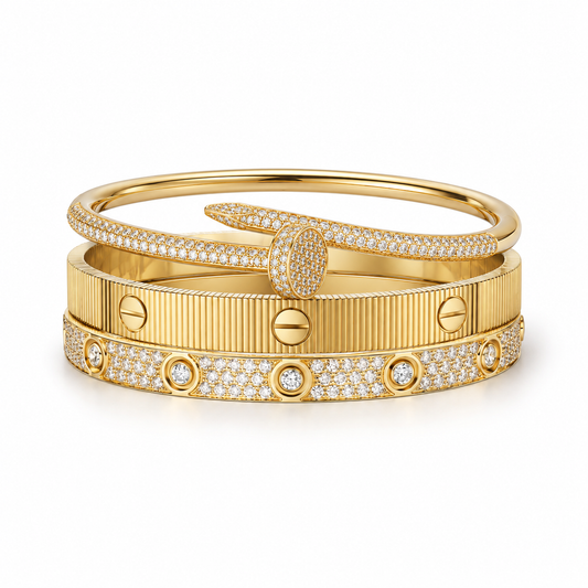 [Angela Jewelry]Love & Juste Statement Bracelet Trio Stack Set