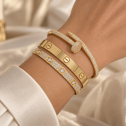 [Angela Jewelry]Love & Juste Statement Bracelet Trio Stack Set