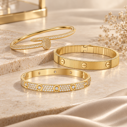 [Angela Jewelry]Love & Juste Statement Bracelet Trio Stack Set