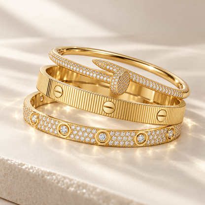 [Angela Jewelry]Love & Juste Statement Bracelet Trio Stack Set