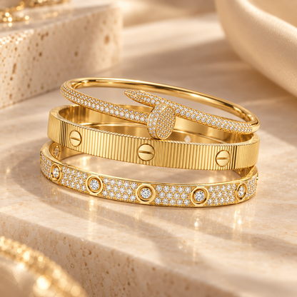 [Angela Jewelry]Love & Juste Statement Bracelet Trio Stack Set