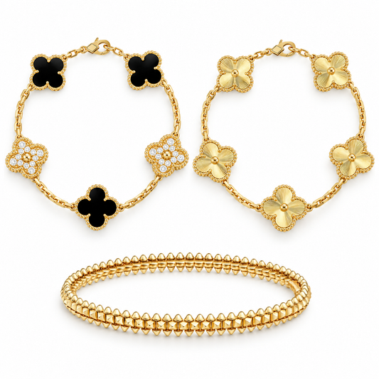 [Angela Jewelry]Clover & Clash Bracelet 3-Piece Stack set