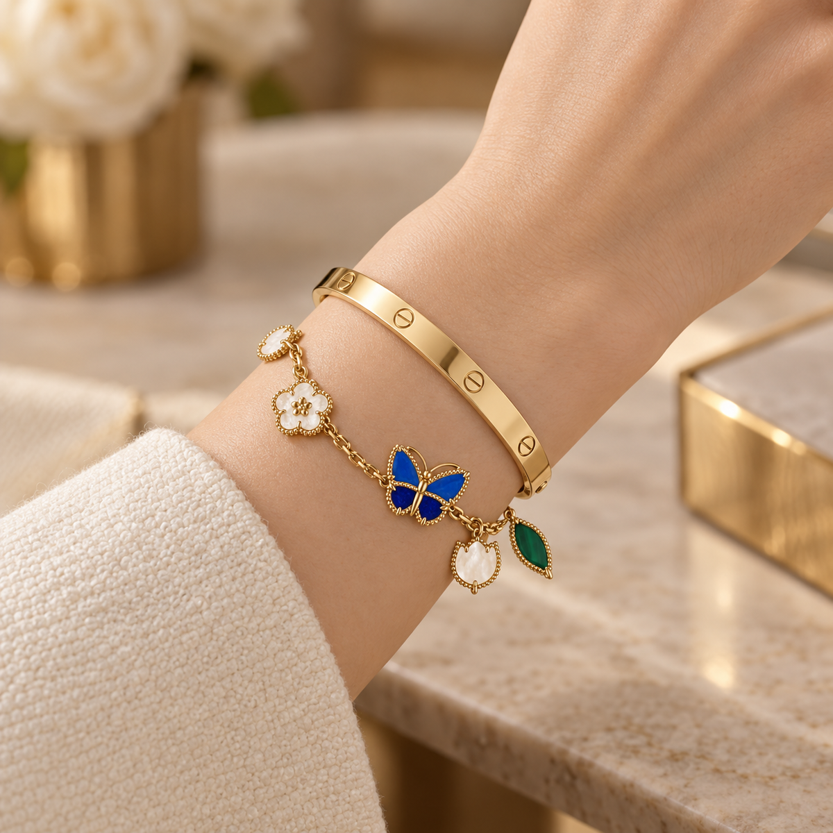 [Angela Jewelry]Lucky Spring & Love Bracelet Stack Set