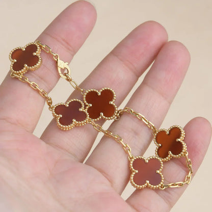 [Angela Jewelry] CLOVER 5 MOTIF RED CORNELIAN BRACELET COLLECTION