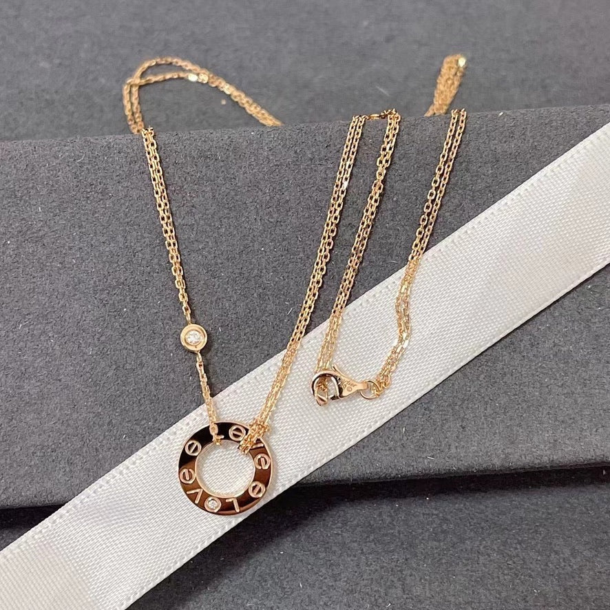 [アンジェラジュエリー]ラブネックレス 16mm 2ダイヤモンド