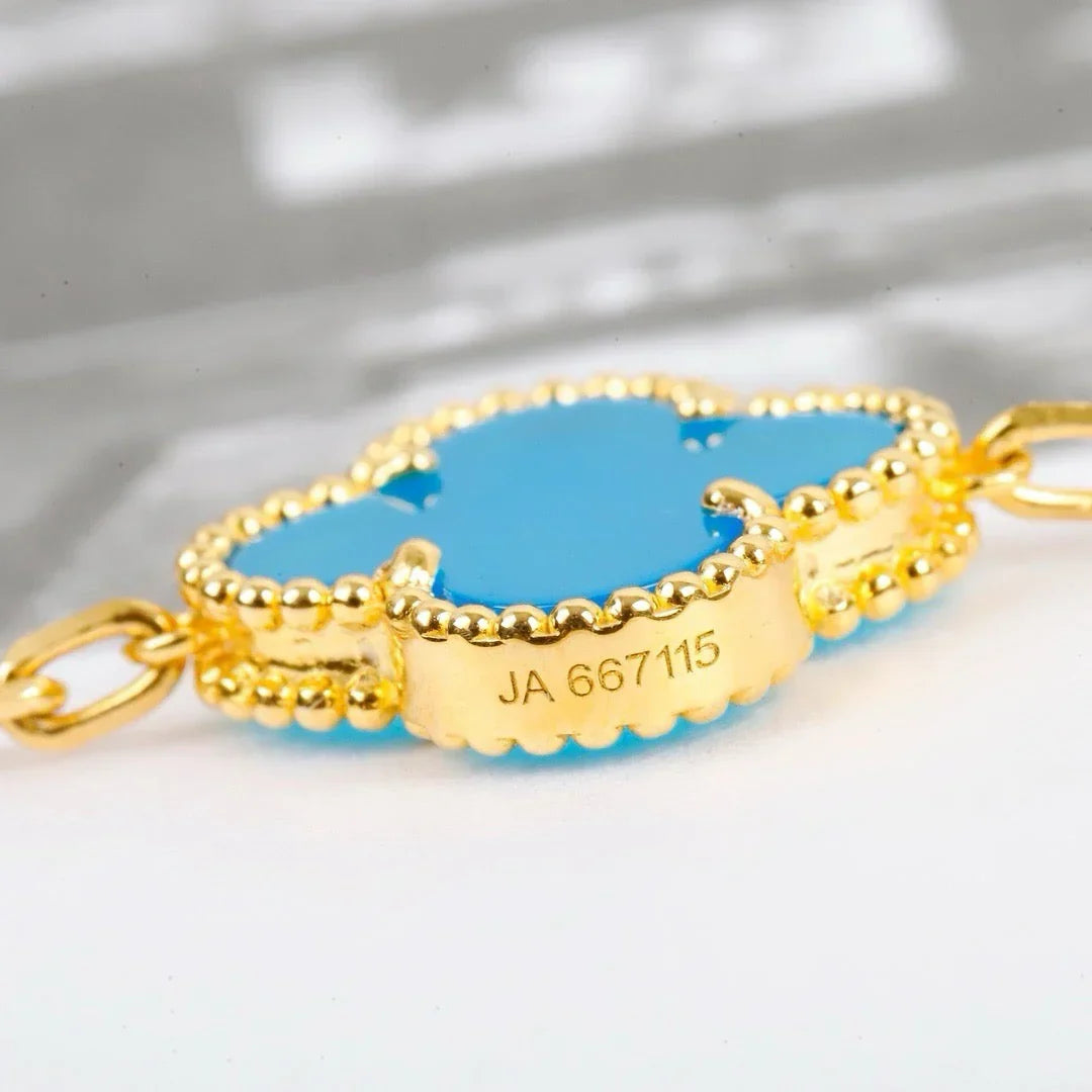 [Angela Jewelry] CLOVER 5 MOTIF TURQUOISE BRACELET COLLECTION