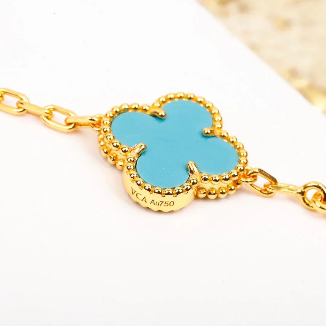 [Angela Jewelry] CLOVER 5 MOTIF TURQUOISE BRACELET COLLECTION