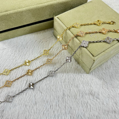 [アンジェラジュエリー]クローバー 6モチーフ ダイヤモンド レーザーブレスレット