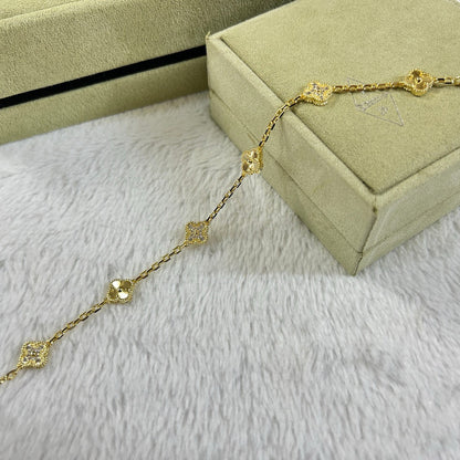 [アンジェラジュエリー]クローバー 6モチーフ ダイヤモンド レーザーブレスレット