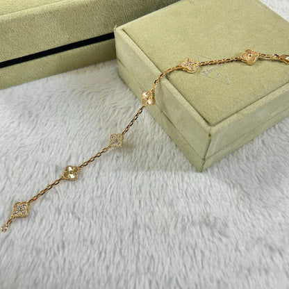 [アンジェラジュエリー]クローバー 6モチーフ ダイヤモンド レーザーブレスレット