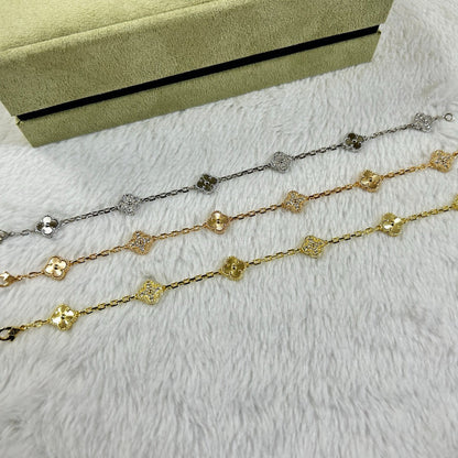[アンジェラジュエリー]クローバー 6モチーフ ダイヤモンド レーザーブレスレット
