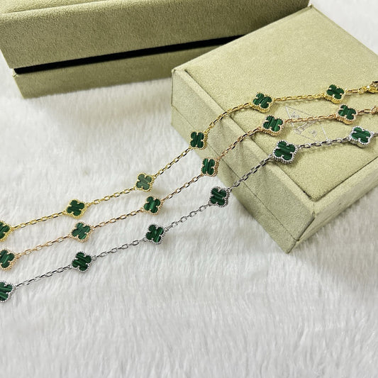 [Angela Jewellery]CLOVER 6 MOTIF MALACHITE BRACELET