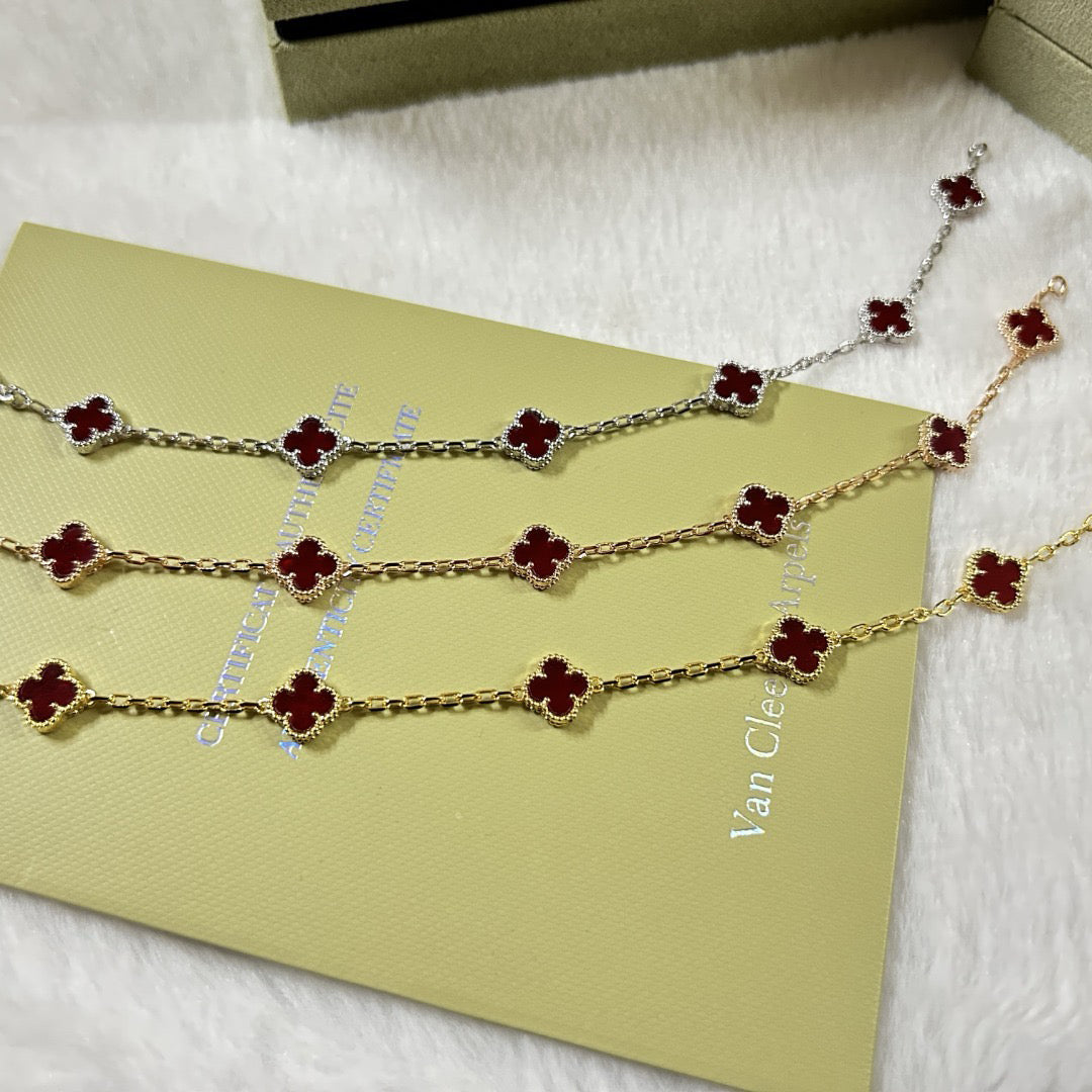 [Angela Jewellery]CLOVER 6 MOTIF RED AGATE BRACELET