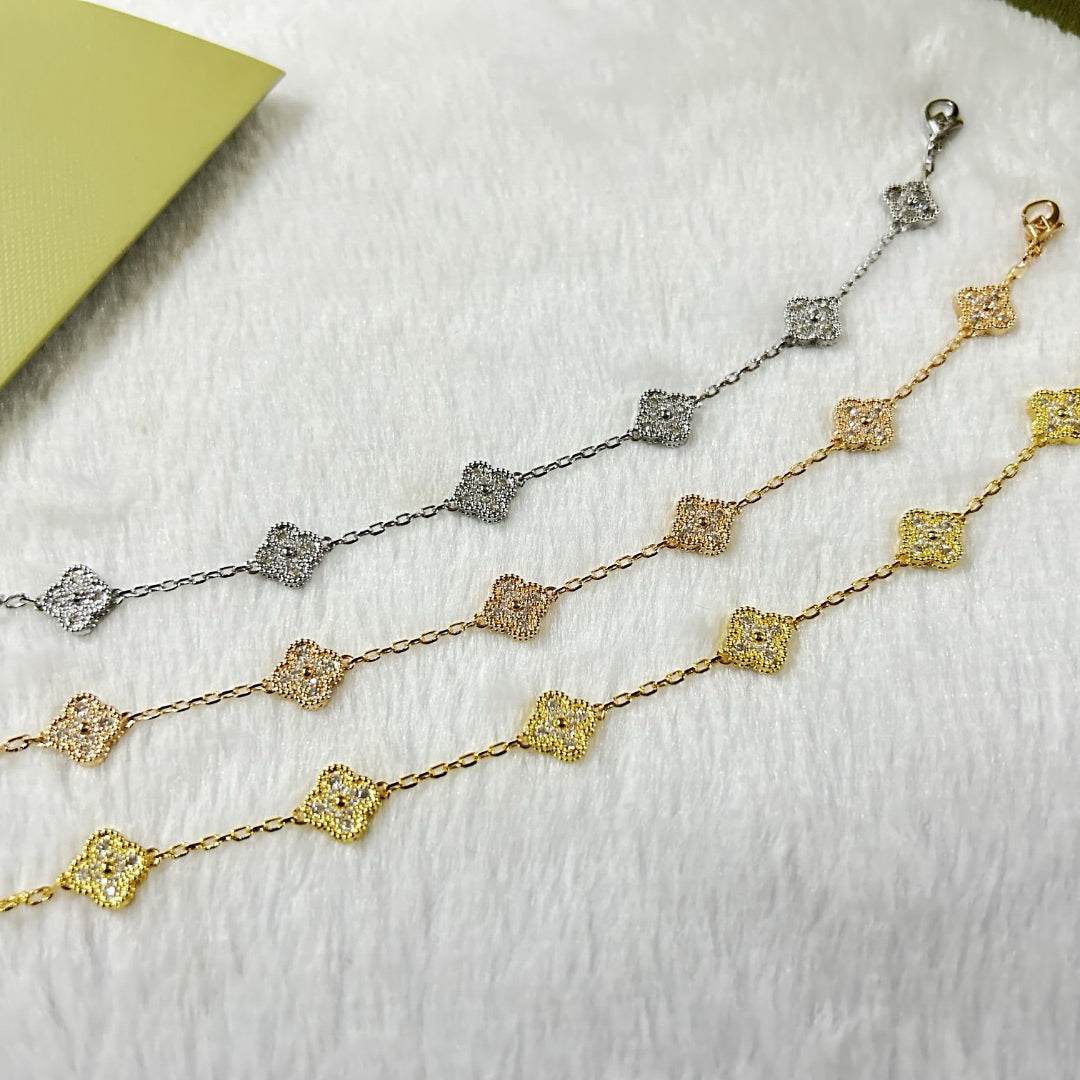 [Angela Jewelry]CLOVER 6 MOTIF DIAMOND BRACELET