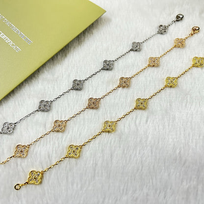 [Angela Jewelry]CLOVER 6 MOTIF DIAMOND BRACELET