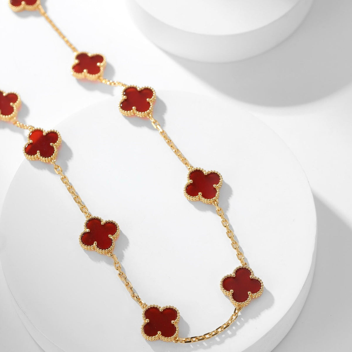 [Angela Jewellery]CLOVER 10 MOTIFS CARNELIAN NECKLACE