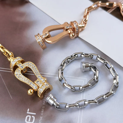 [アンジェラジュエリー]フォース ラージホースシュークラスプメタルブレスレット