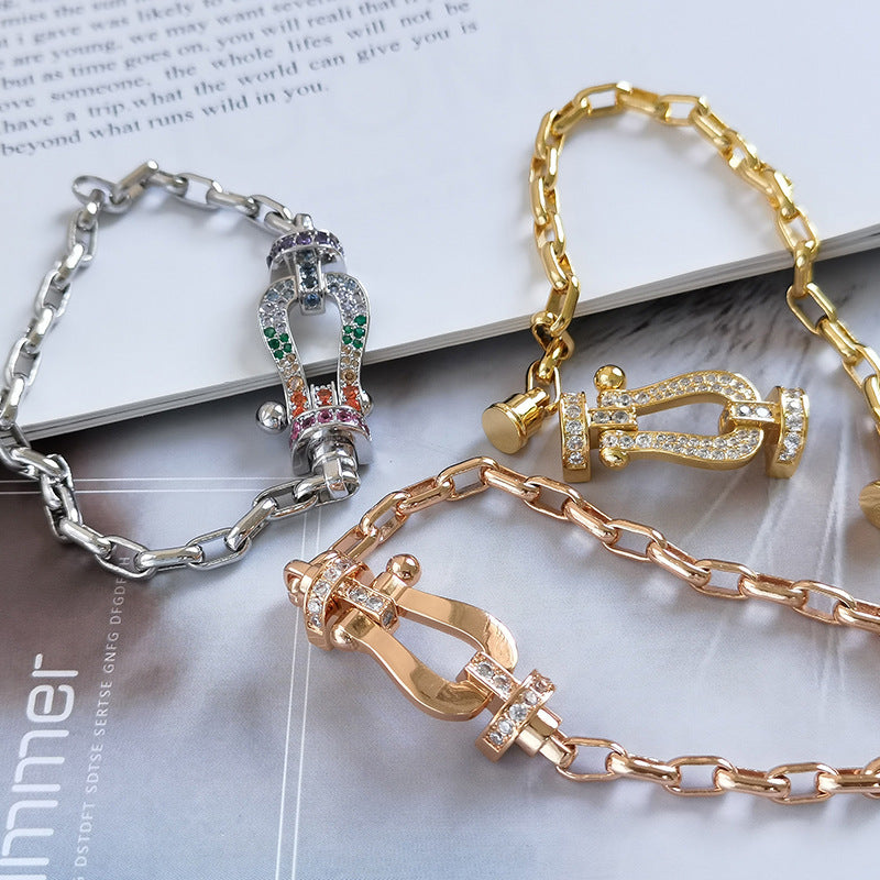 [アンジェラジュエリー]フォース ラージホースシュークラスプメタルブレスレット