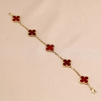[Angela Jewelry] CLOVER 5 MOTIF RED CORNELIAN BRACELET COLLECTION