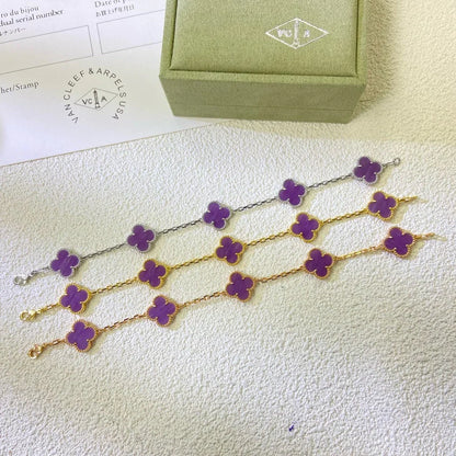 [Angela Jewelry] CLOVER 5 MOTIF VIOLET BRACELET COLLECTION
