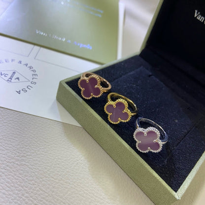 [アンジェラジュエリー]クローバー パープルバイオレットリング
