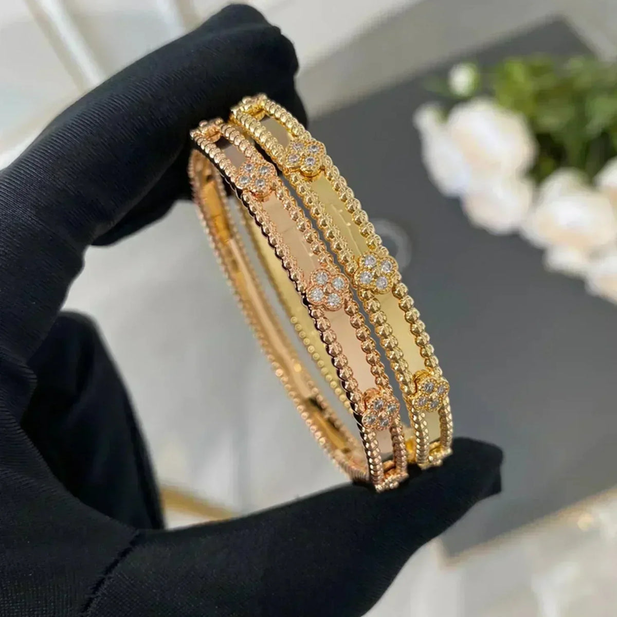 [Angela Jewellery]CLOVER BRACELET 4MM DIAMONDS