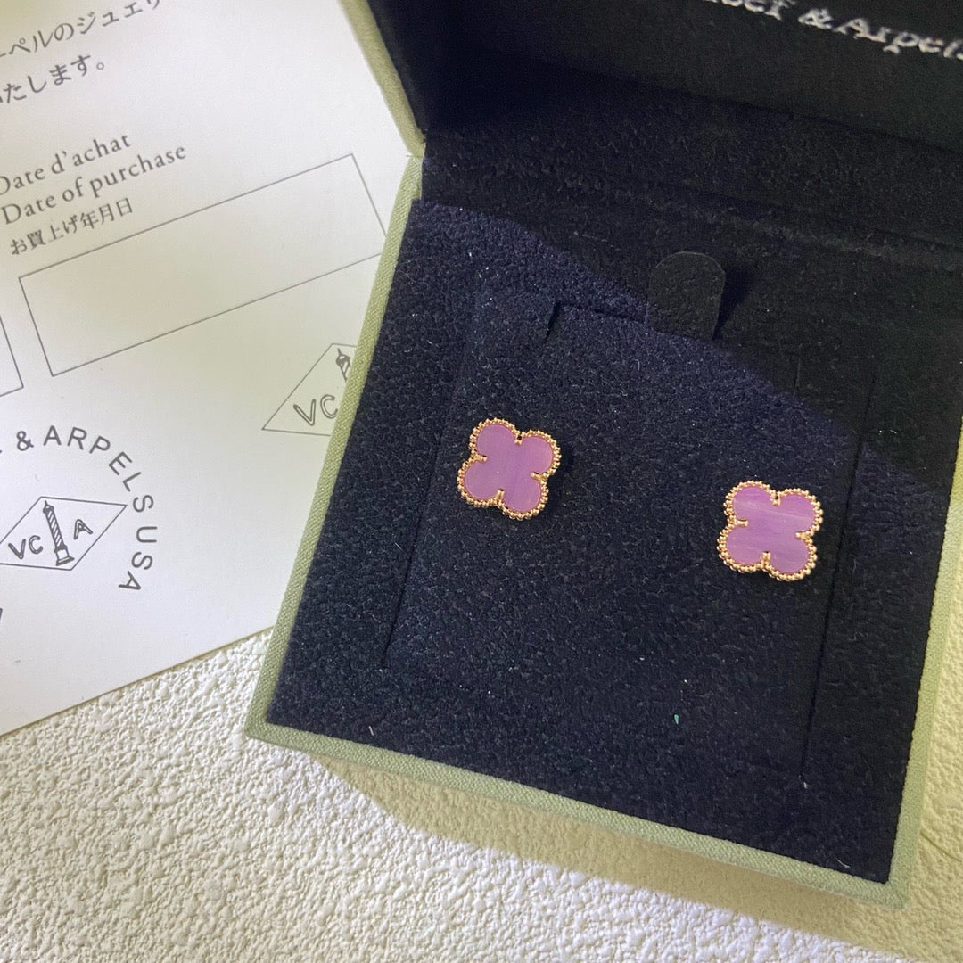 [アンジェラジュエリー]クローバー ミニ 9.5mm パープルバイオレット イヤリング