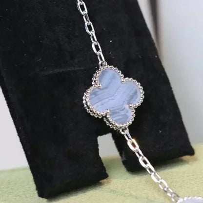 [Angela Jewelry] CLOVER 5 MOTIF PURPLE CHALCEDONY BRACELET COLLECTION