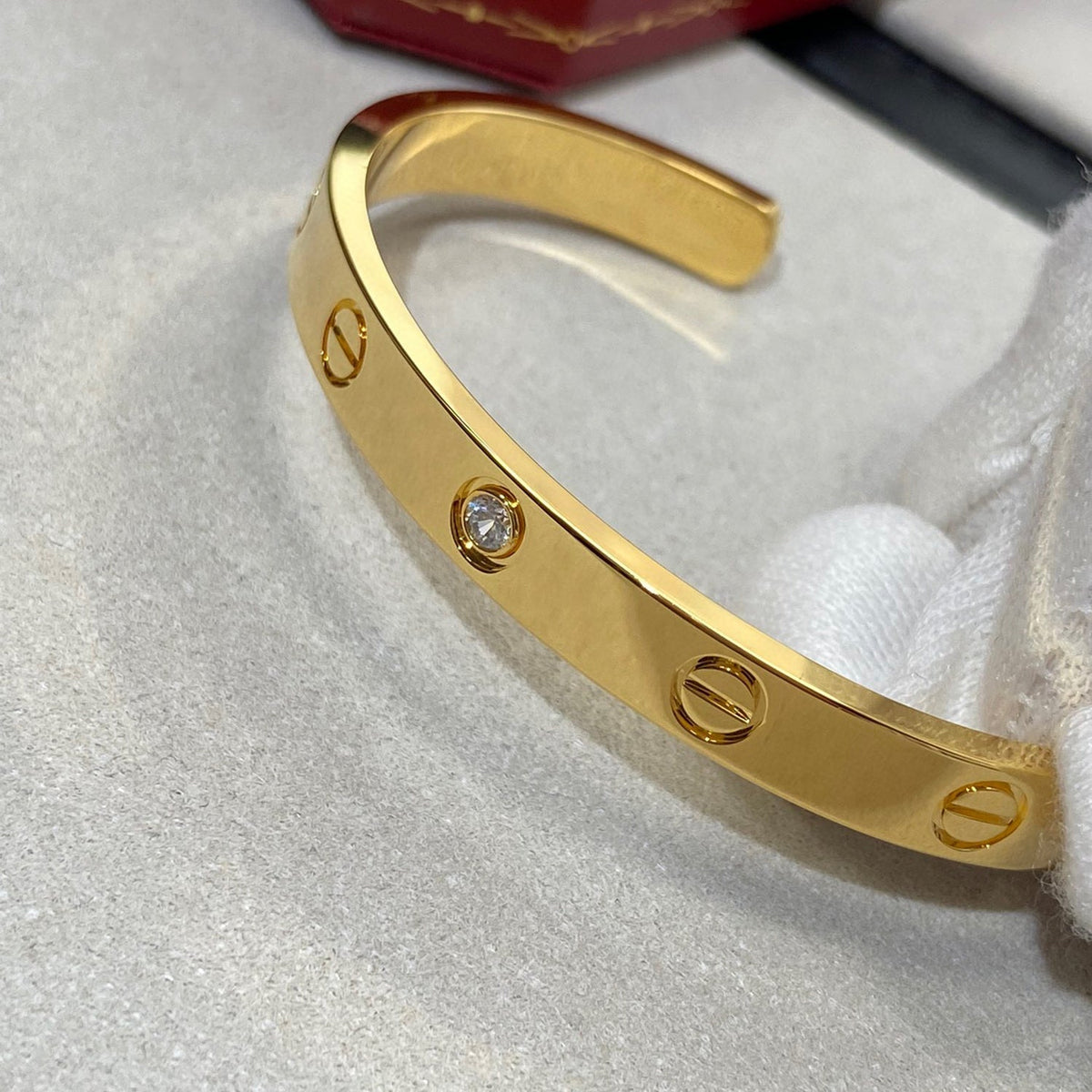 [Angela Jewellery]LOVE BRACELET 6.1MM 1 DIAMOND OPEN CUFF