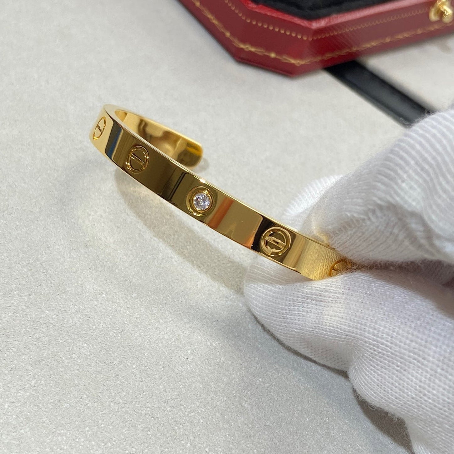 [Angela Jewellery]LOVE BRACELET 6.1MM 1 DIAMOND OPEN CUFF