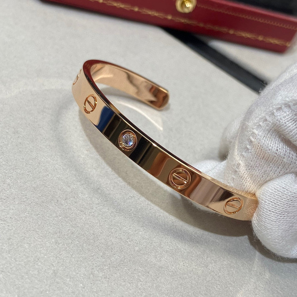 [Angela Jewellery]LOVE BRACELET 6.1MM 1 DIAMOND OPEN CUFF