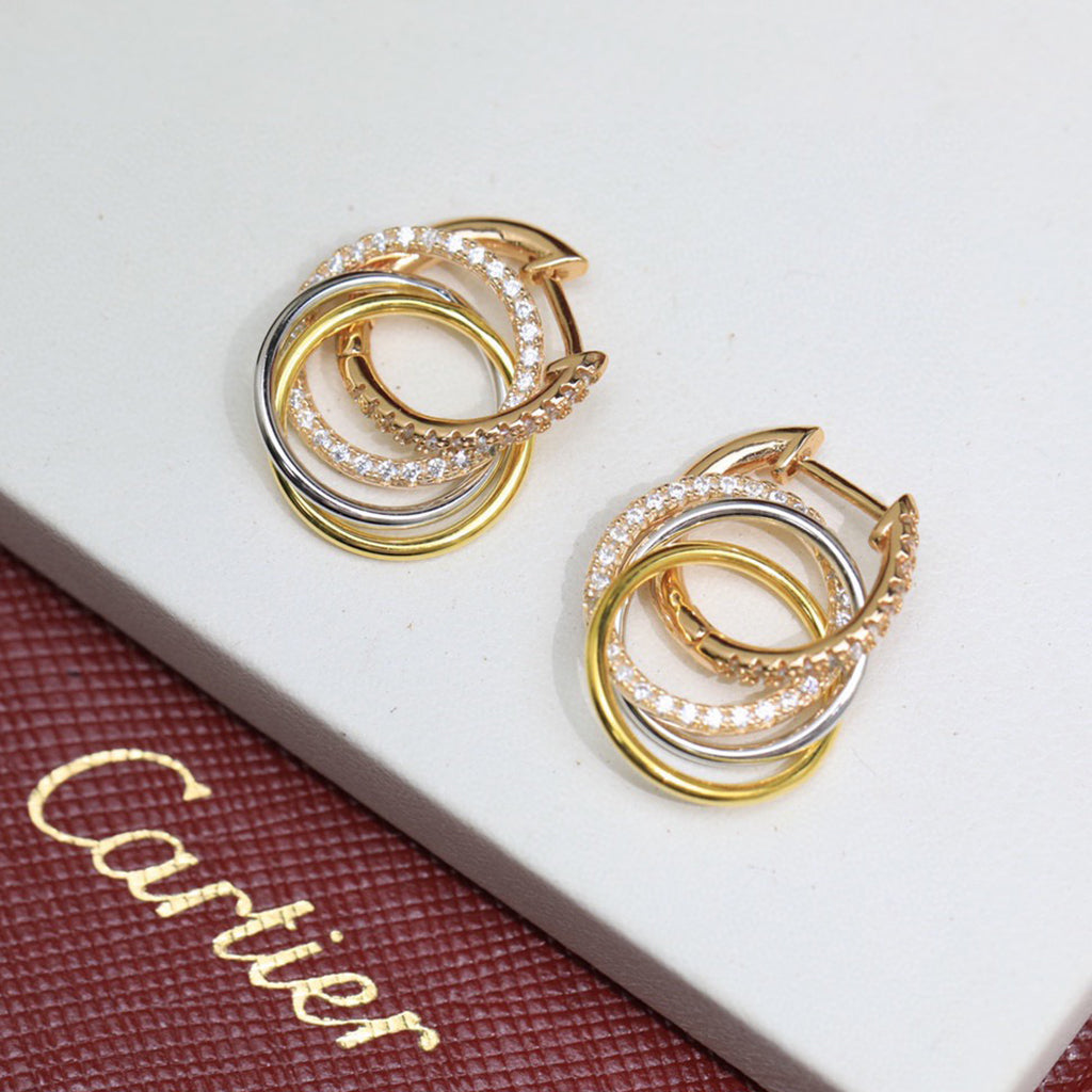 [Angela Jewelry]TRINITY HALF DIAMOND  EARRINGS