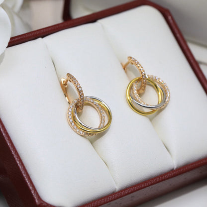 [Angela Jewelry]TRINITY HALF DIAMOND  EARRINGS