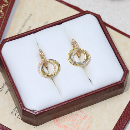 [Angela Jewelry]TRINITY HALF DIAMOND  EARRINGS