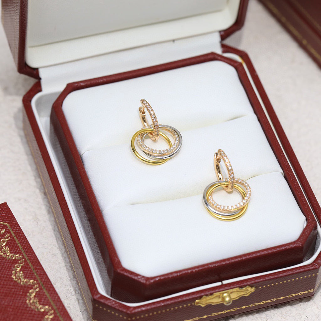 [Angela Jewelry]TRINITY HALF DIAMOND  EARRINGS