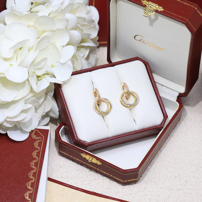 [Angela Jewelry]TRINITY HALF DIAMOND  EARRINGS
