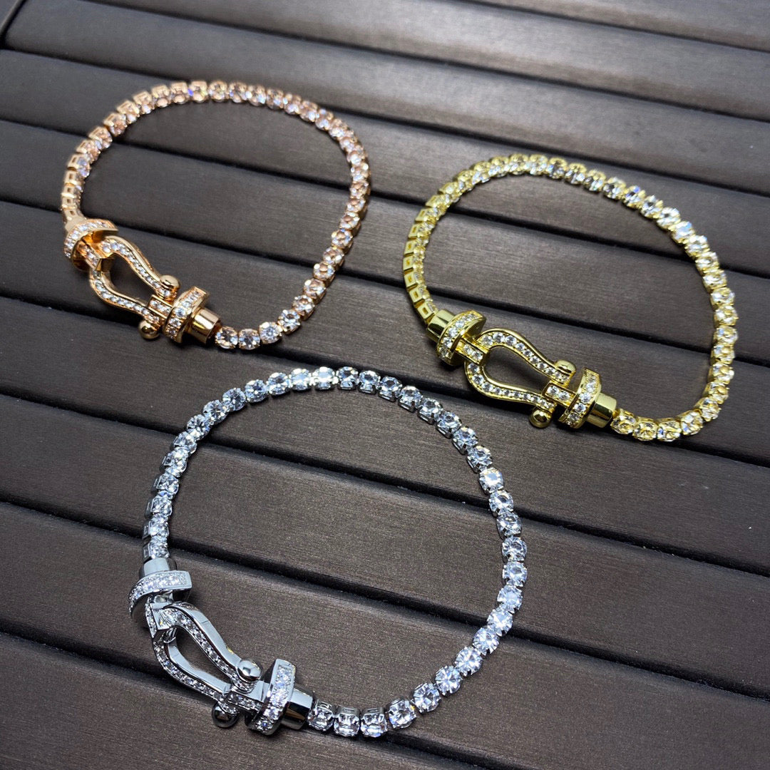 [アンジェラジュエリー]フォース ラージホースシュー フルダイヤモンド テニスブレスレット