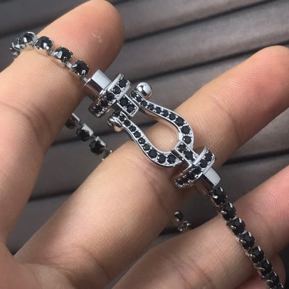 [アンジェラジュエリー]フォース ラージホースシュー フルダイヤモンド テニスブレスレット