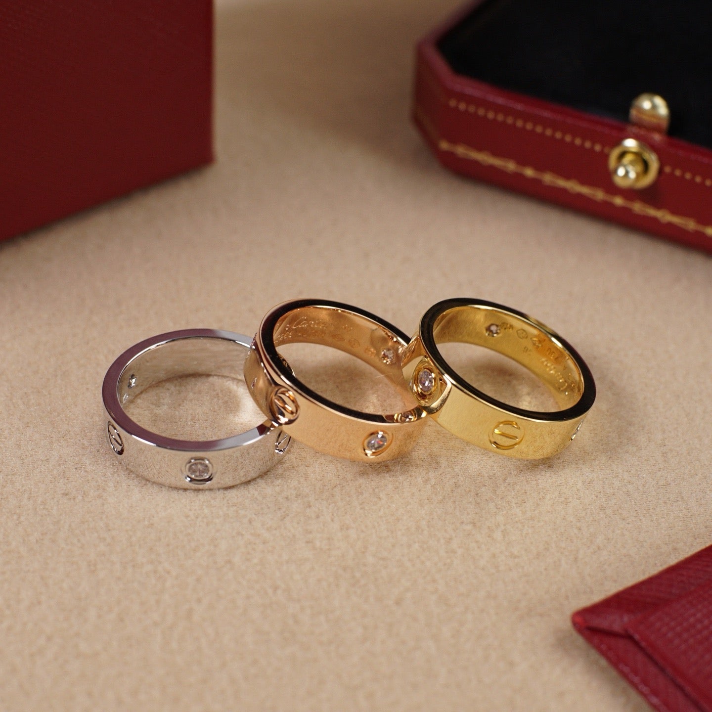 [Angela Jewelry]LOVE 5.5MM 3 DIAMOND RING
