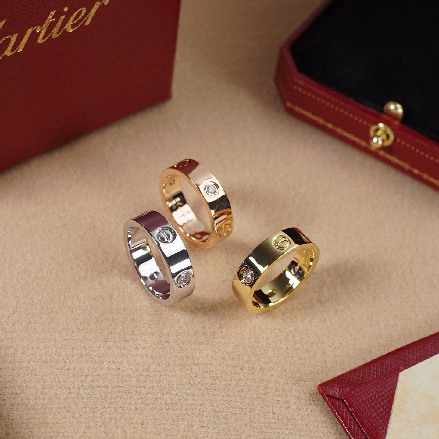 [Angela Jewelry]LOVE 5.5MM 3 DIAMOND RING