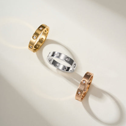 [Angela Jewelry]LOVE 4MM 8 DIAMOND RING