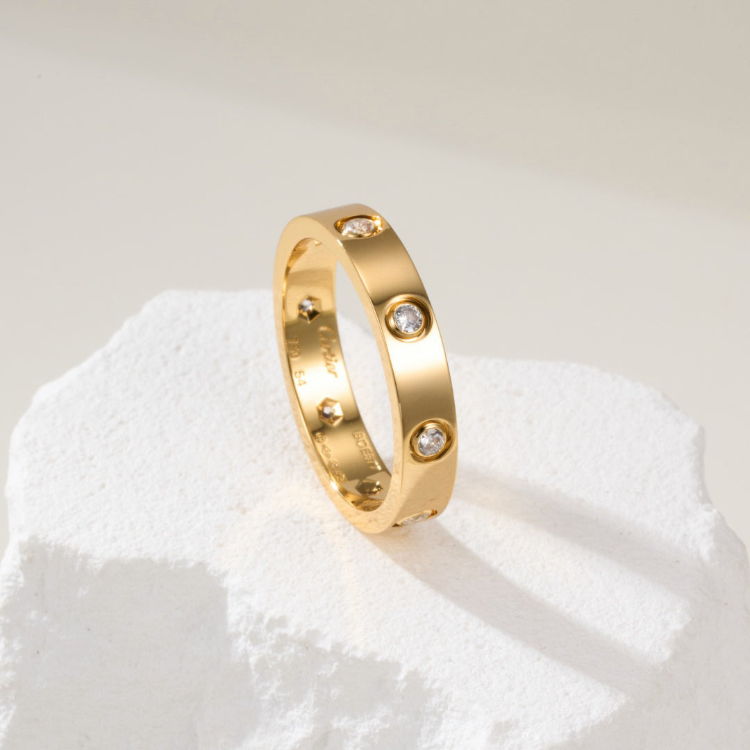 [Angela Jewelry]LOVE 4MM 8 DIAMOND RING