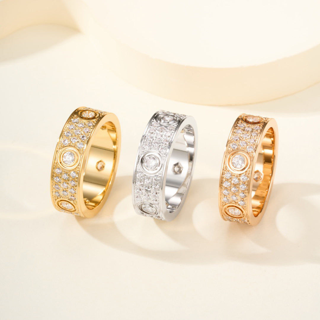 [Angela Jewelry]LOVE 5.5MM FULL-PAVE 6-DIAMOND RING