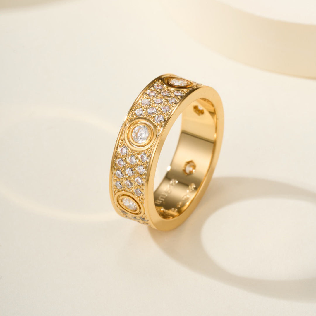 [Angela Jewelry]LOVE 5.5MM FULL-PAVE 6-DIAMOND RING