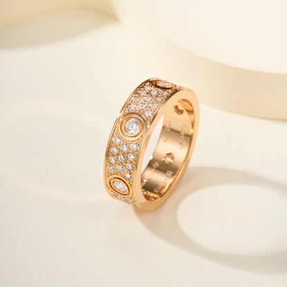 [Angela Jewelry]LOVE 5.5MM FULL-PAVE 6-DIAMOND RING