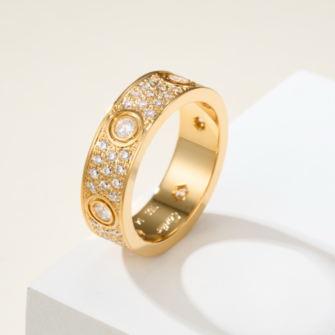 [Angela Jewelry]LOVE 5.5MM FULL-PAVE 6-DIAMOND RING