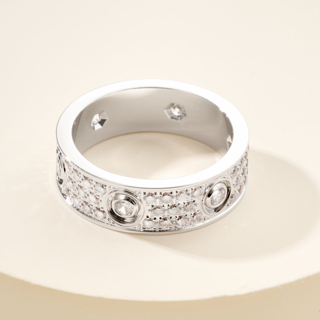 [Angela Jewelry]LOVE 5.5MM FULL-PAVE 6-DIAMOND RING