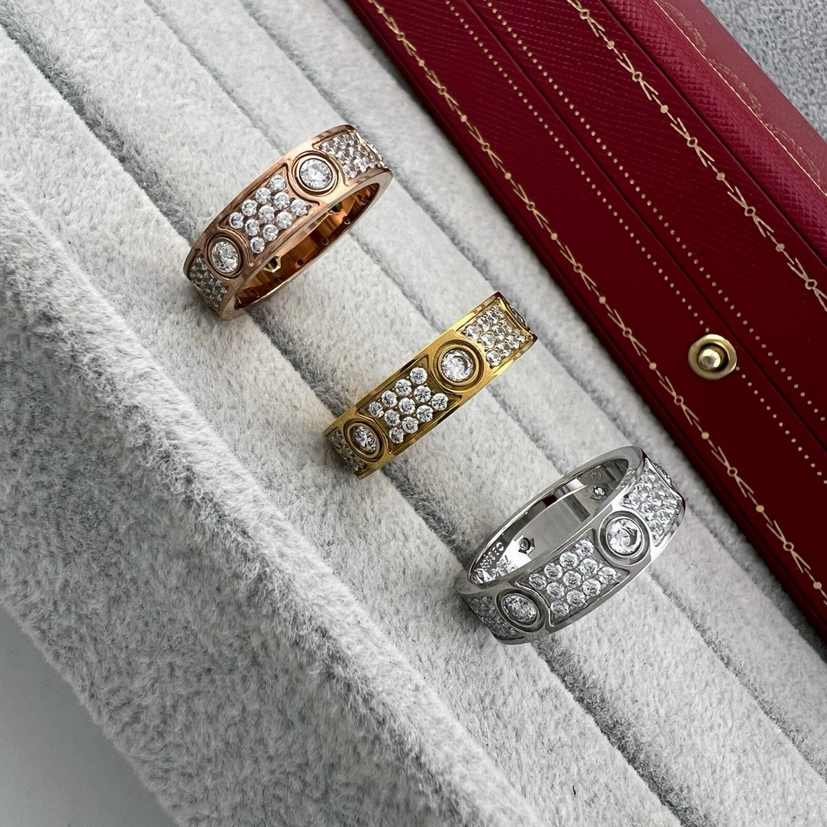 [Angela Jewelry]LOVE 5.5MM FULL-PAVE 6-DIAMOND RING