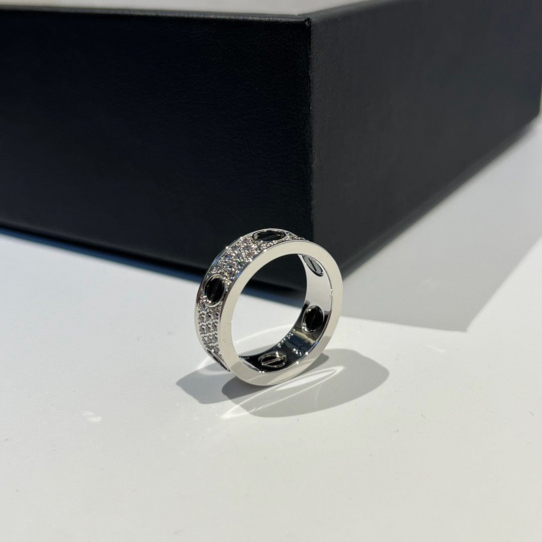 [Angela Jewelry]LOVE RING 5.5MM DIAMONDS PAVED CERAMIC